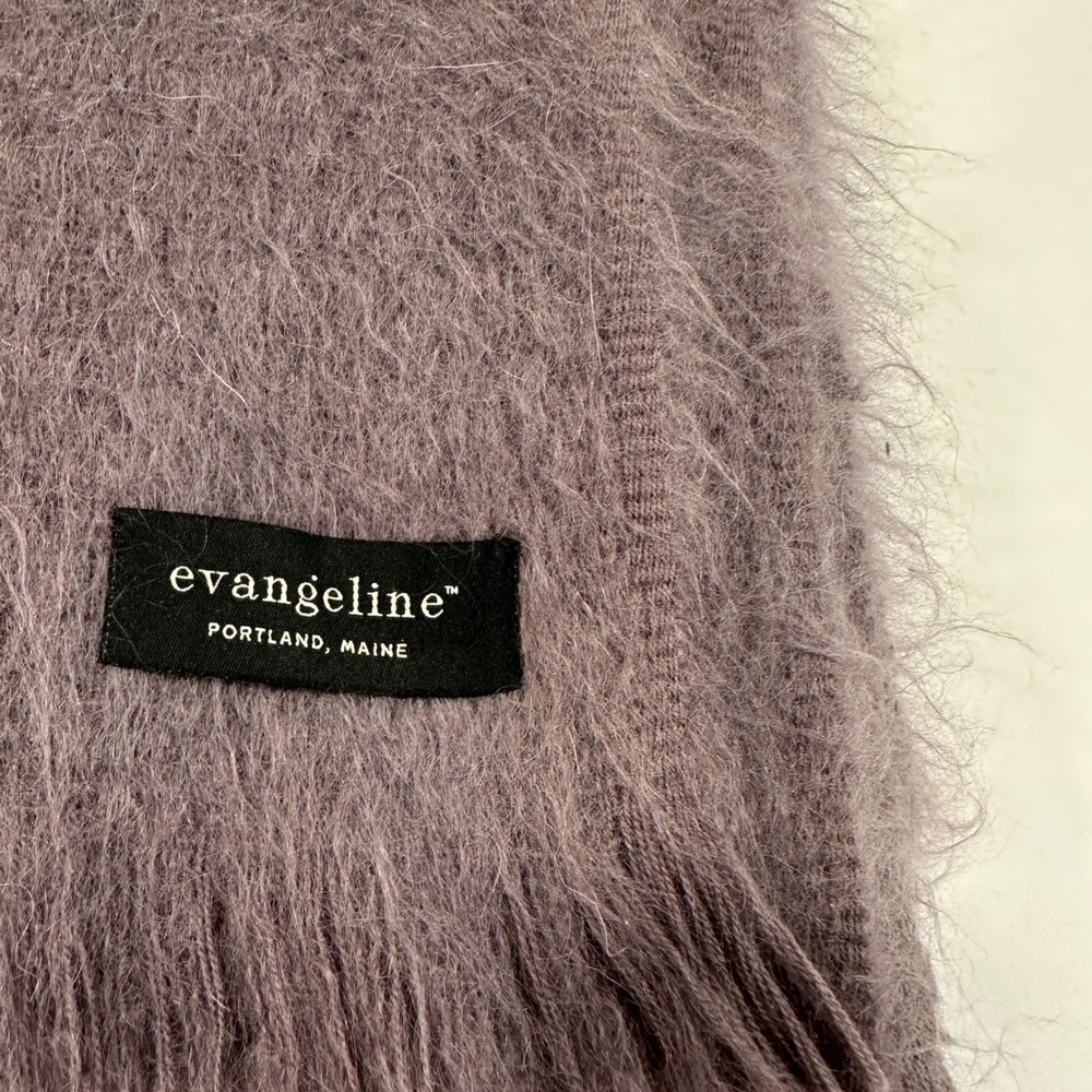 Evangeline Mohair Wool Throw Blanket Mauve Purple Fringe‎ | Luxury Cozy - Picture 2 of 5